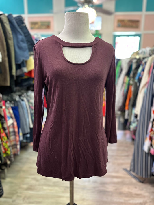 Cato Plum Long Sleeve with Cutout Neck in XS