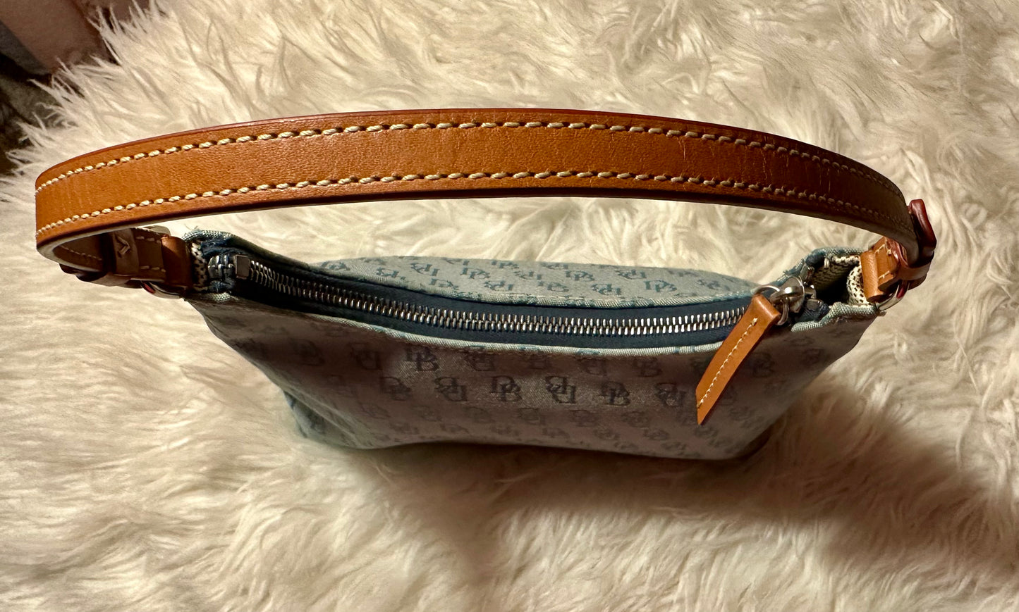 Vintage Dooney & Bourke Signature Canvas & Leather Mini Hobo Shoulder Bag Y2K