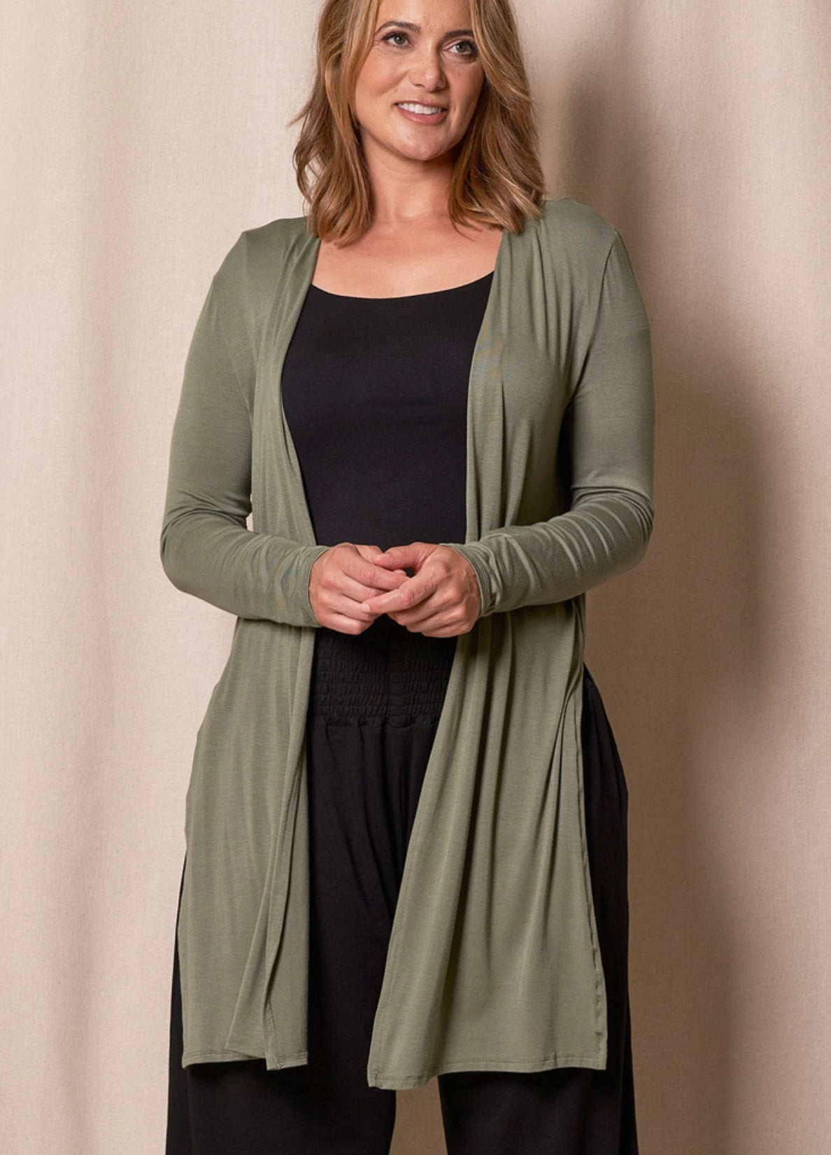 Sivana Soft Bamboo Luxe Open Front Cardigan Yoga Wrap Sage green SMALL