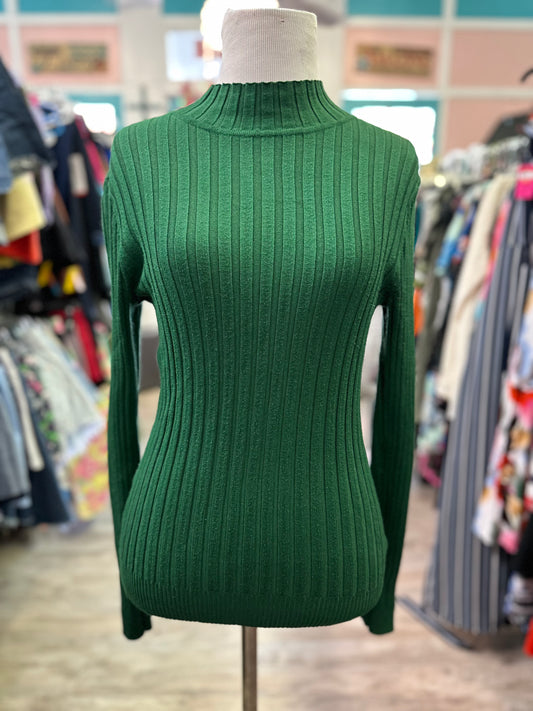 Cato Green Ribbed Long Sleeve in S