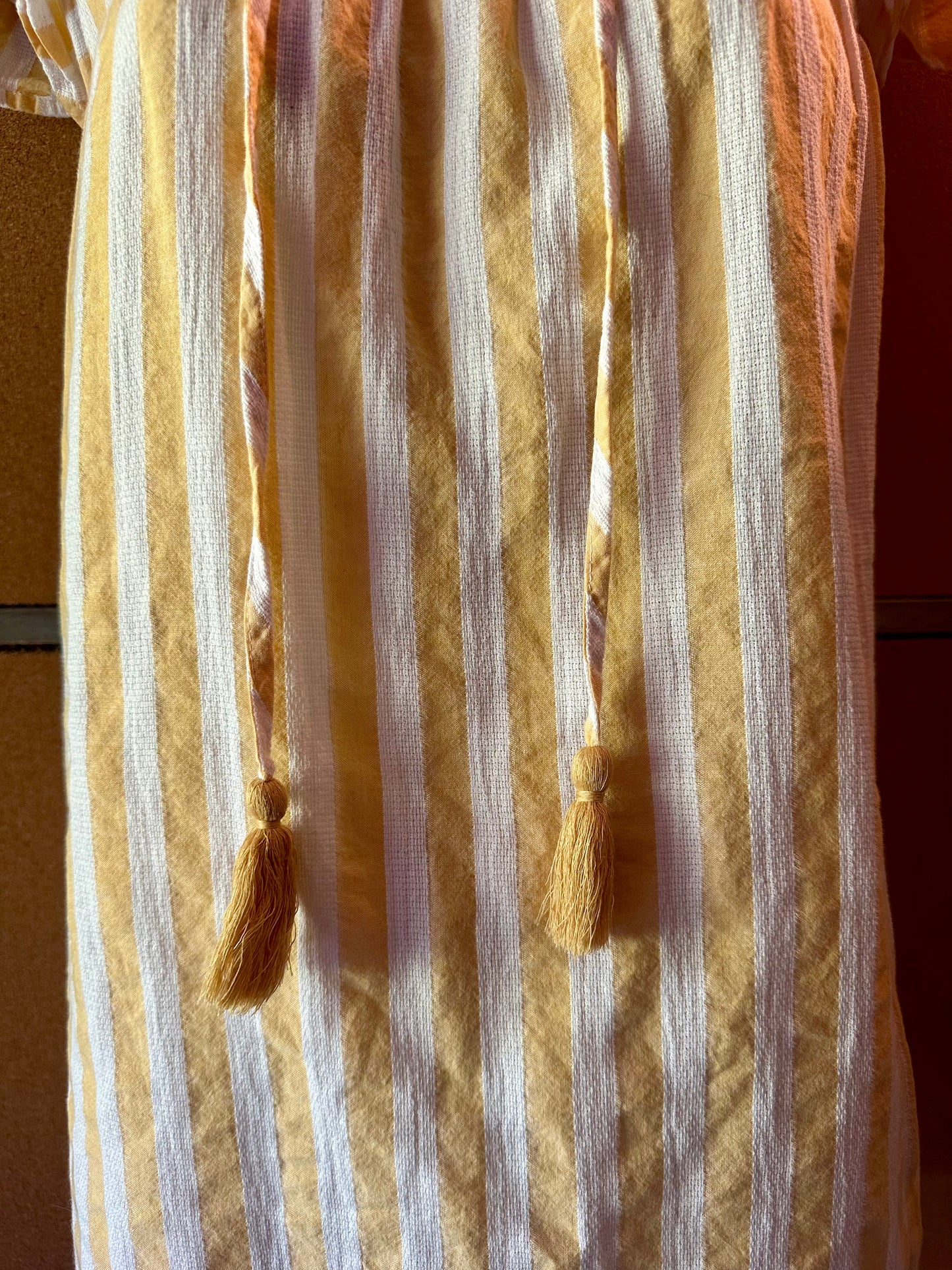 St. John’s Bay Cotton Striped Top Light Mustard Yellow & Off White Size Small
