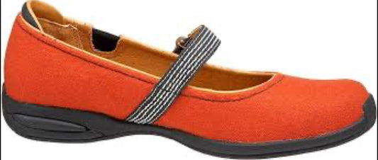 WOMEN Z7 Orange MARY JANE MEDITATION Natural Balance Flat Shoes SZ 7 EUC