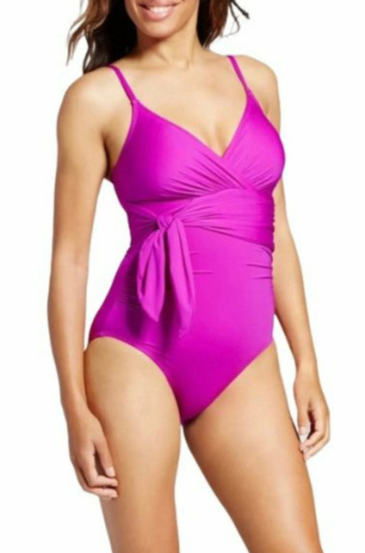 NWT Merona Women's FlatteringOne Piece Lined Swimsuit Magenta Pink Purple MEDIUM