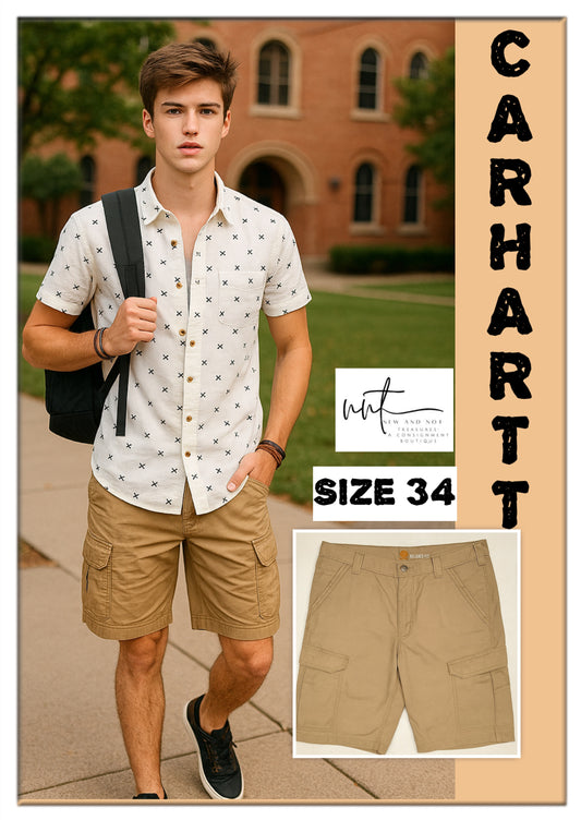 Carhartt Force Broxton Cargo Shorts 34 Relaxed Fit Ripstop FastDry Utility Tan