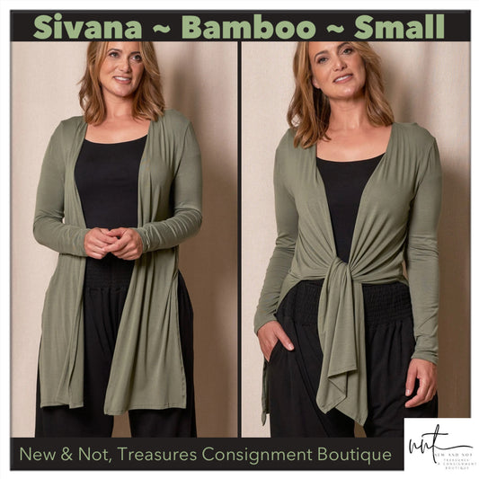 Sivana Soft Bamboo Luxe Open Front Cardigan Yoga Wrap Sage green SMALL