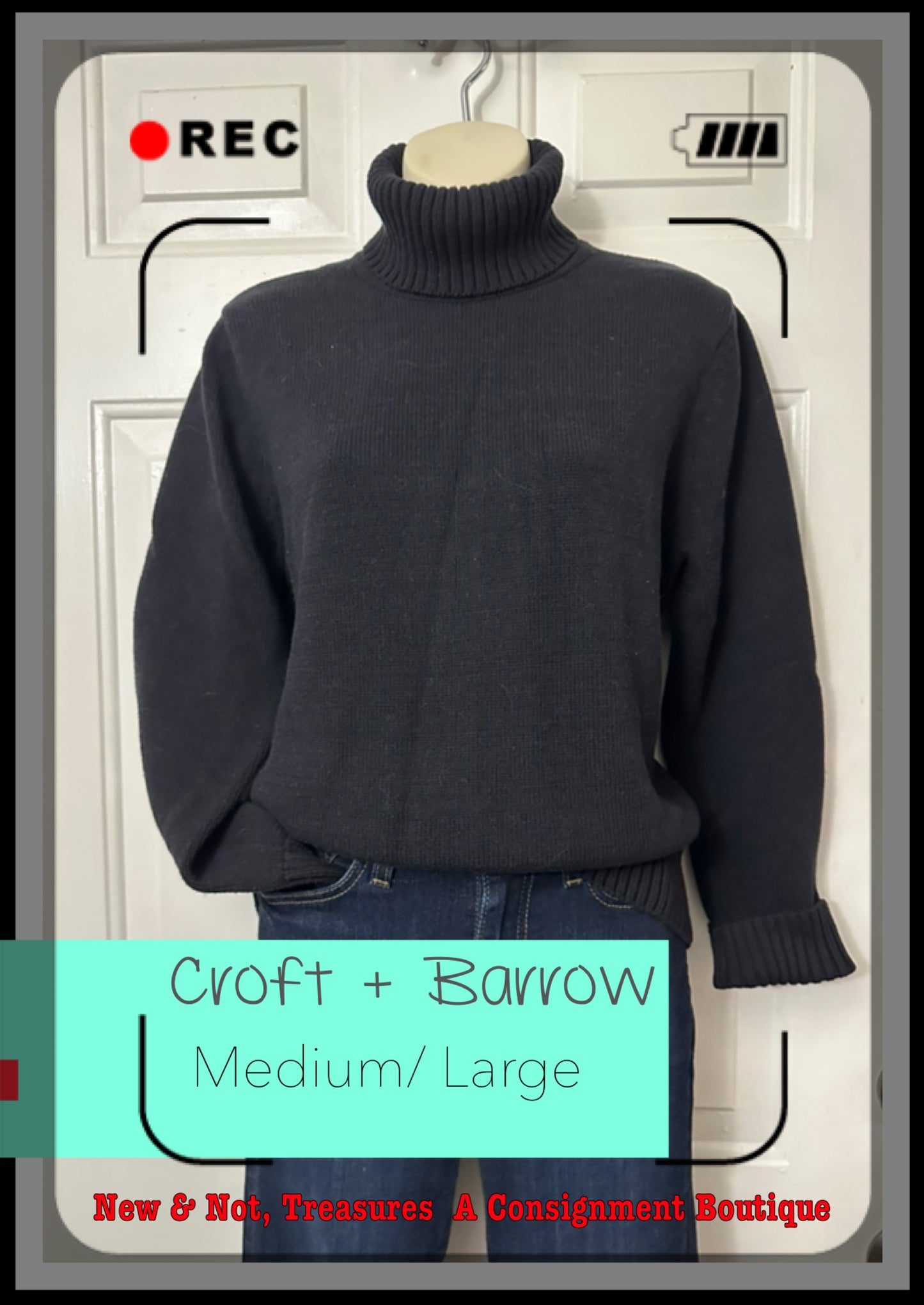 Croft & Barrow Women’s Medium/ Large Black Turtleneck Sweater