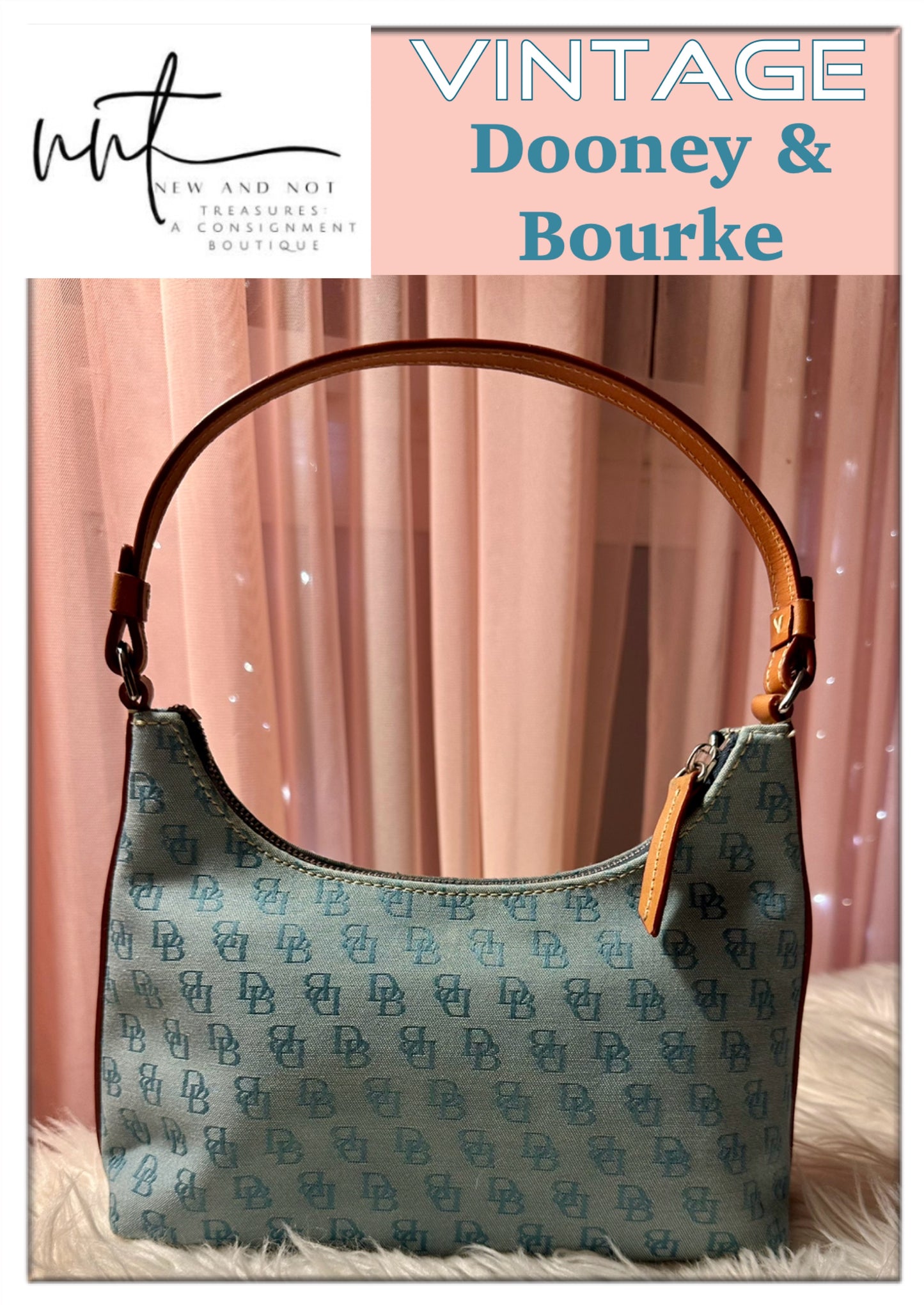 Vintage Dooney & Bourke Signature Canvas & Leather Mini Hobo Shoulder Bag Y2K