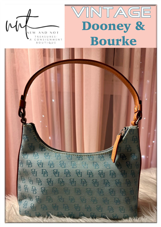 Vintage Dooney & Bourke Signature Canvas & Leather Mini Hobo Shoulder Bag Y2K