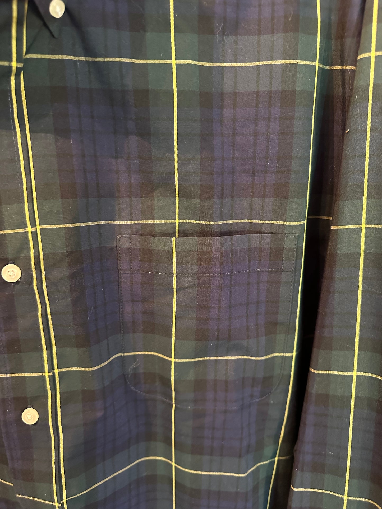 Saddlebred Men's Long Sleeve Button Down Shirt Blue Green Plaid Collar Size 2X