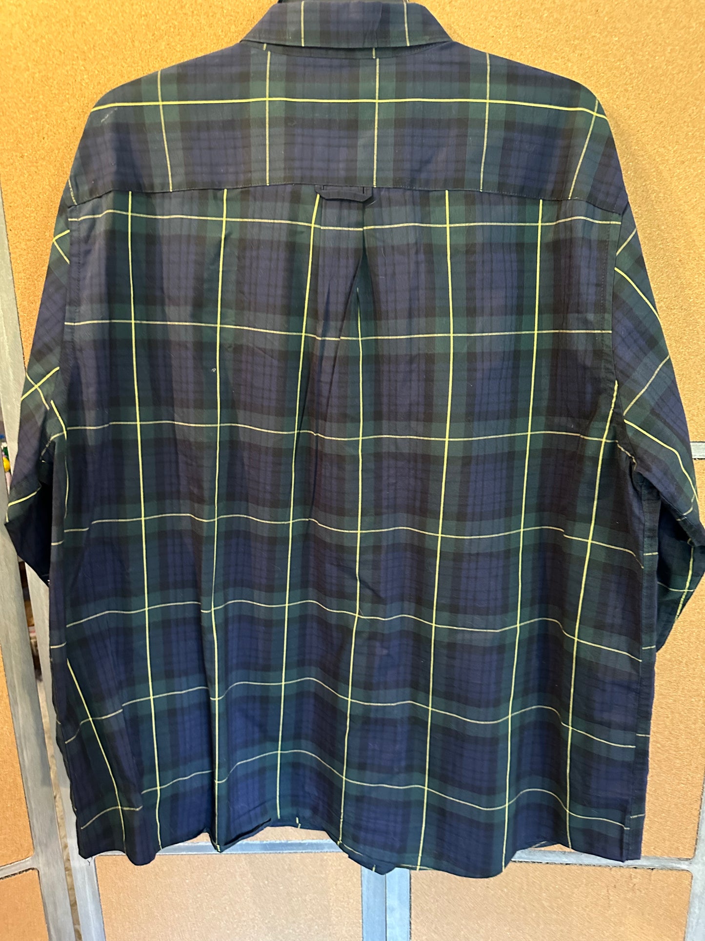 Saddlebred Men's Long Sleeve Button Down Shirt Blue Green Plaid Collar Size 2X
