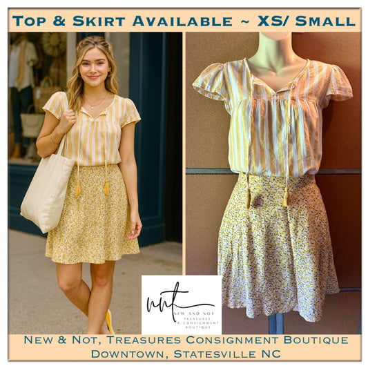 St. John’s Bay Cotton Striped Top Light Mustard Yellow & Off White Size Small