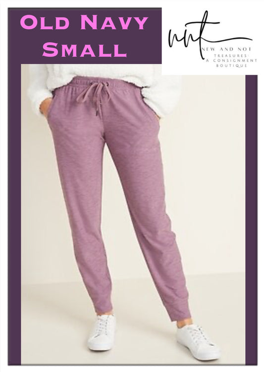 Old Navy Breathe ON Mauve Jogger Pants Women’s SMALL MID rise Drawstring Pockets
