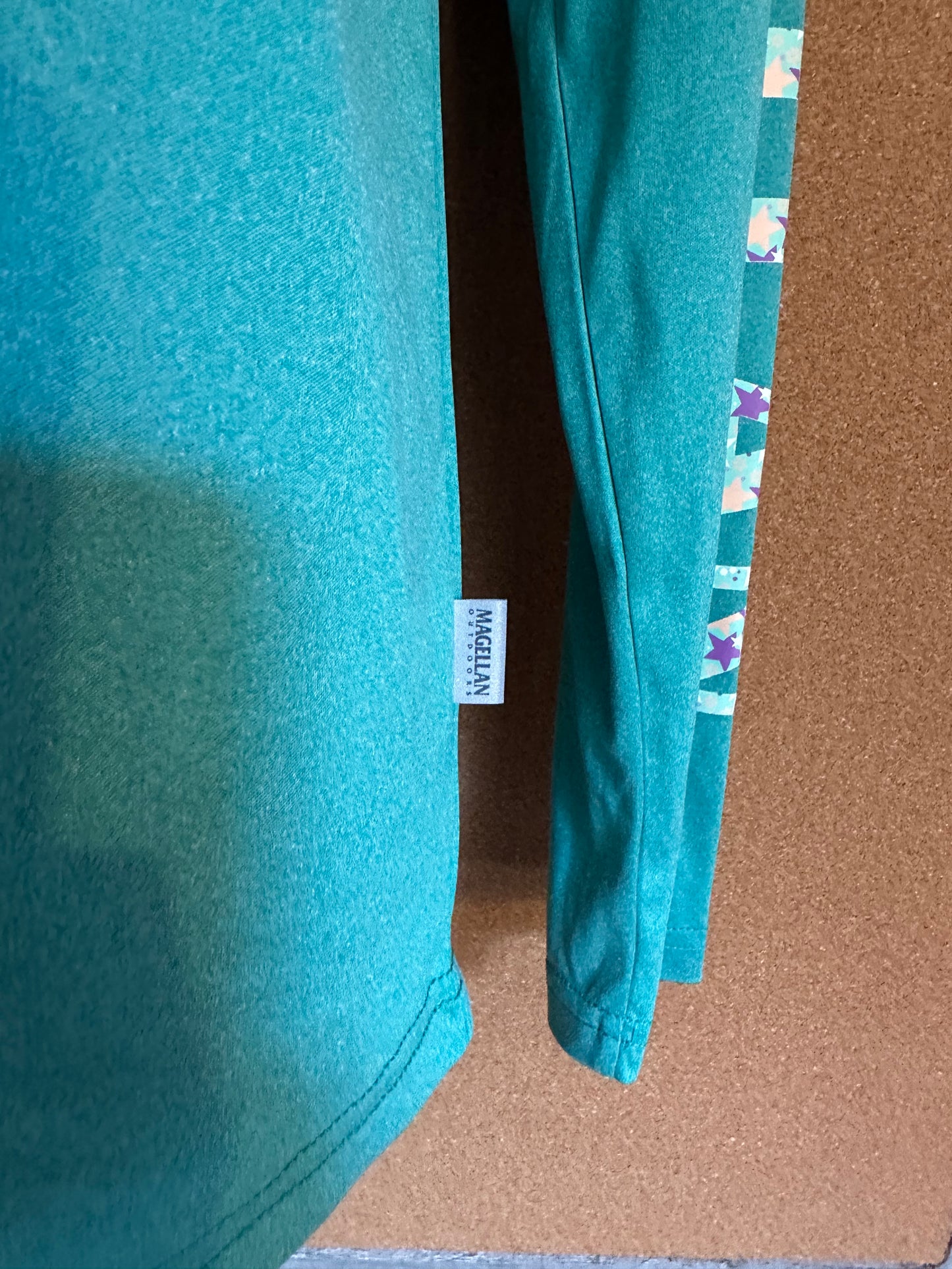 Magellan Fish Gear Women's Size S Boyfriend Fit Teal Moisture Wicking Logo Shirt
