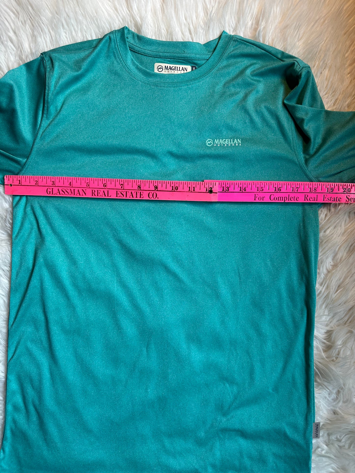 Magellan Fish Gear Women's Size S Boyfriend Fit Teal Moisture Wicking Logo Shirt