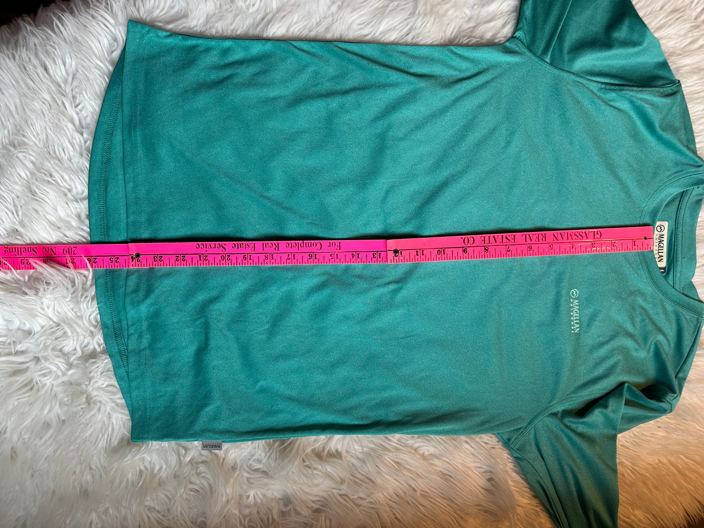 Magellan Fish Gear Women's Size S Boyfriend Fit Teal Moisture Wicking Logo Shirt