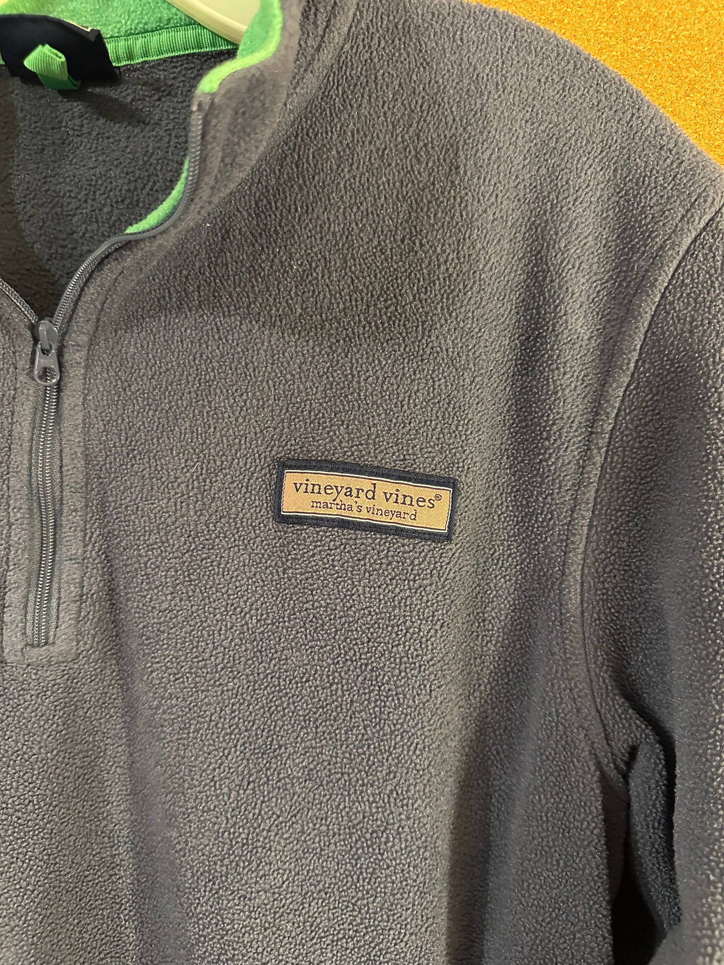 Vineyard Vines Men’s Size Medium Blue Fleece Quarter Zip Pullover Green Trim
