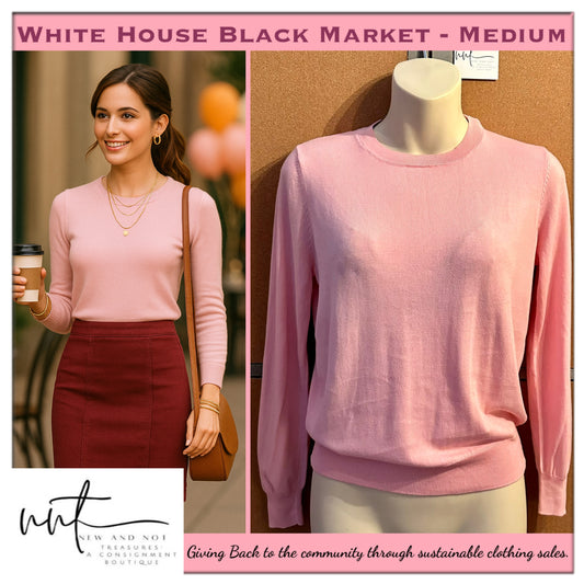 White House Black Market Pink Long Sleeve Lightweight Sweater Women’s Medium
