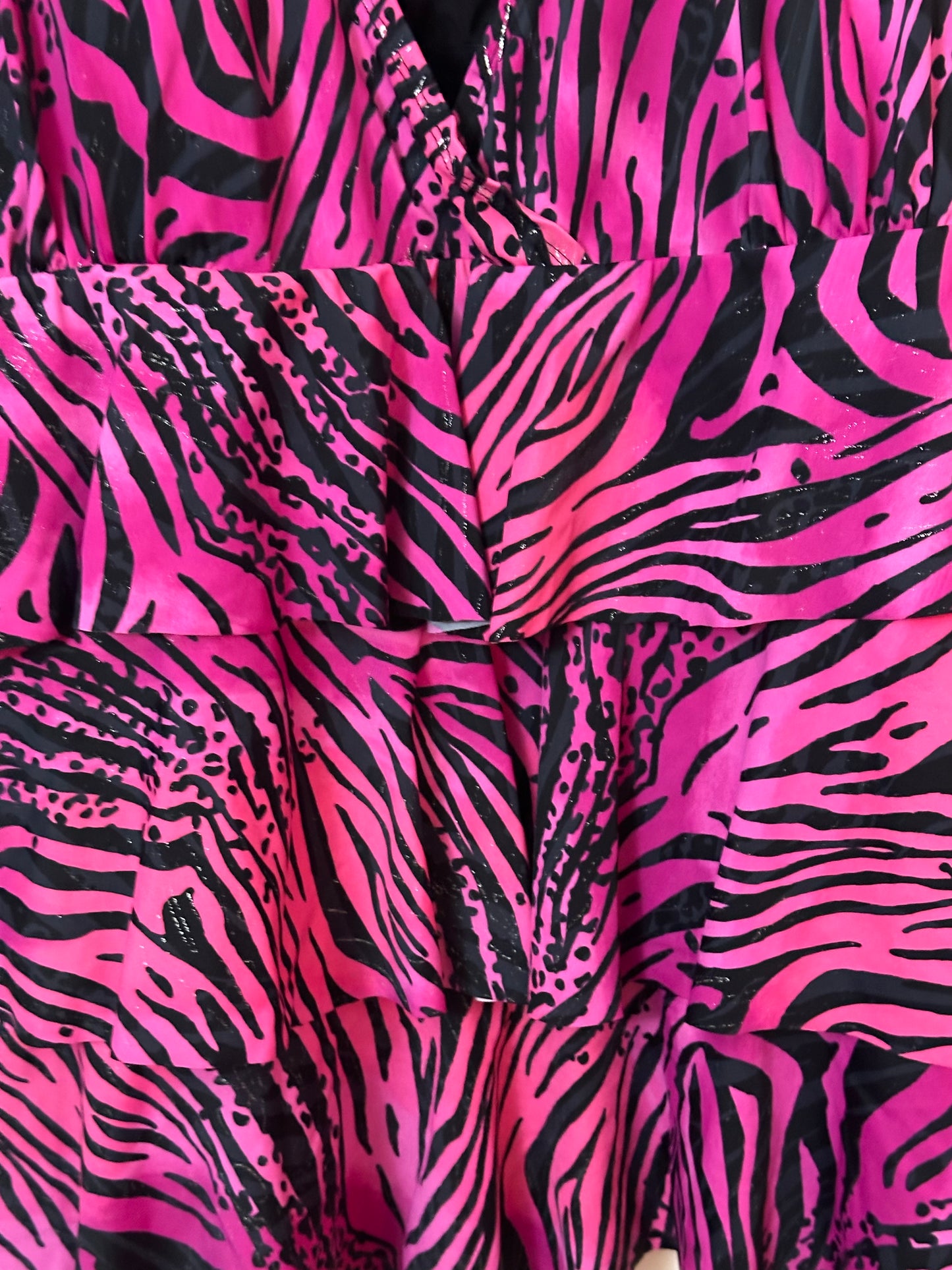 Avenue Swim Womens Plus Size 30 Pink Zebra Tiered Ruffle Tankini Swimsuit Top