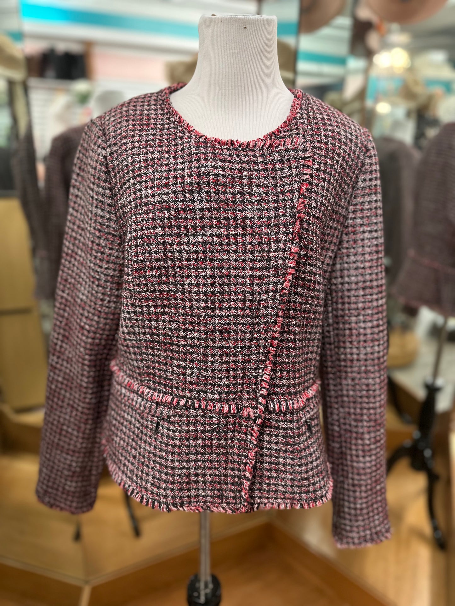 WHBM Mid Century Tweed Jacket-Red Size 12