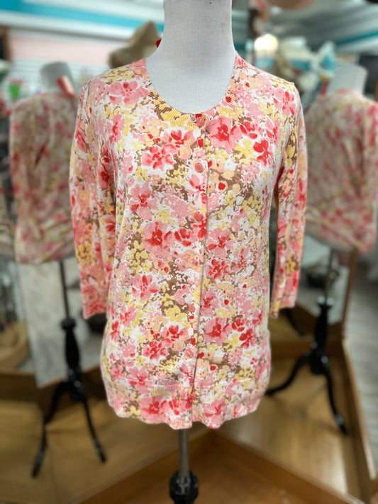 Merona Pink Floral Cardigan in S