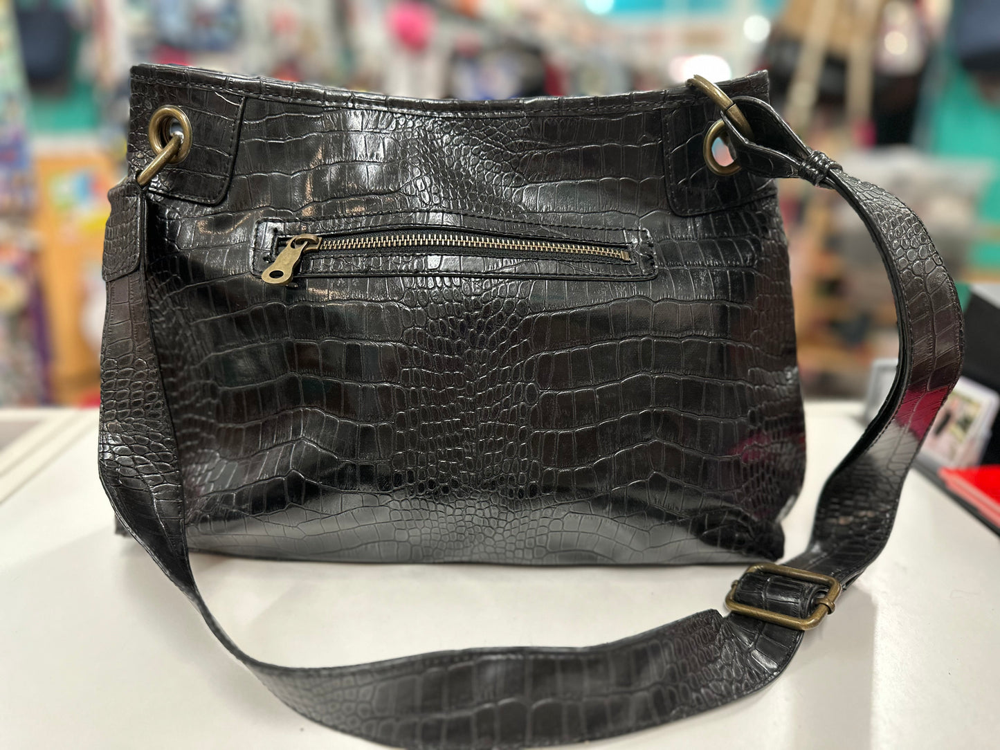 Simply Vera Wang Black Crocodile Bag