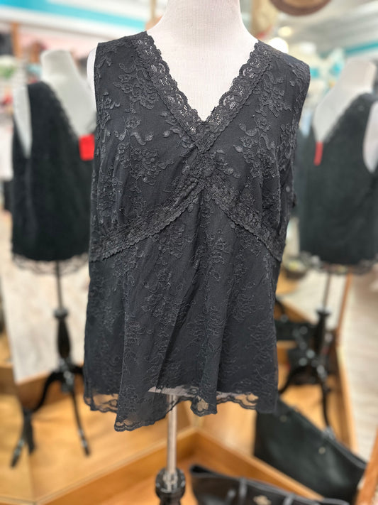 Worthington Black Lace Tank Top in 1X