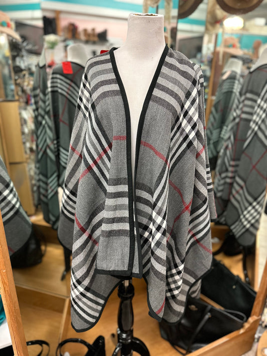 Grey Plaid Cape