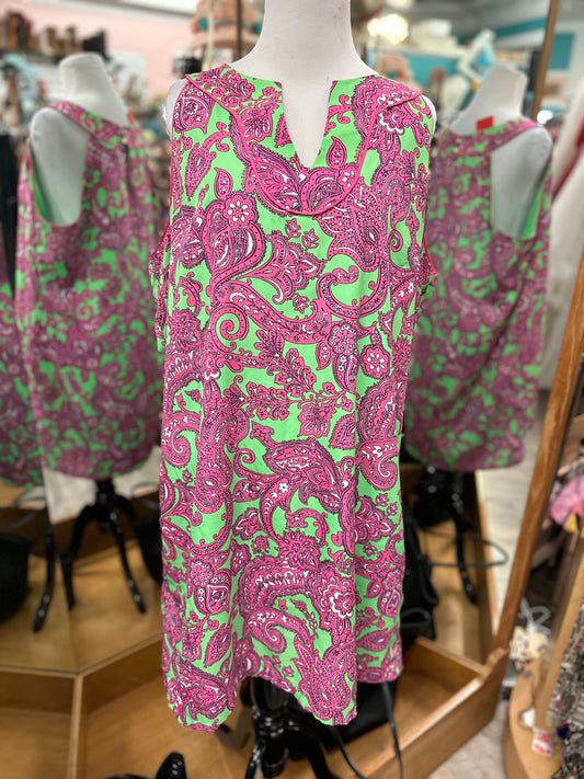 Crown and Ivy Pink and Green Paisley Dress in 2X