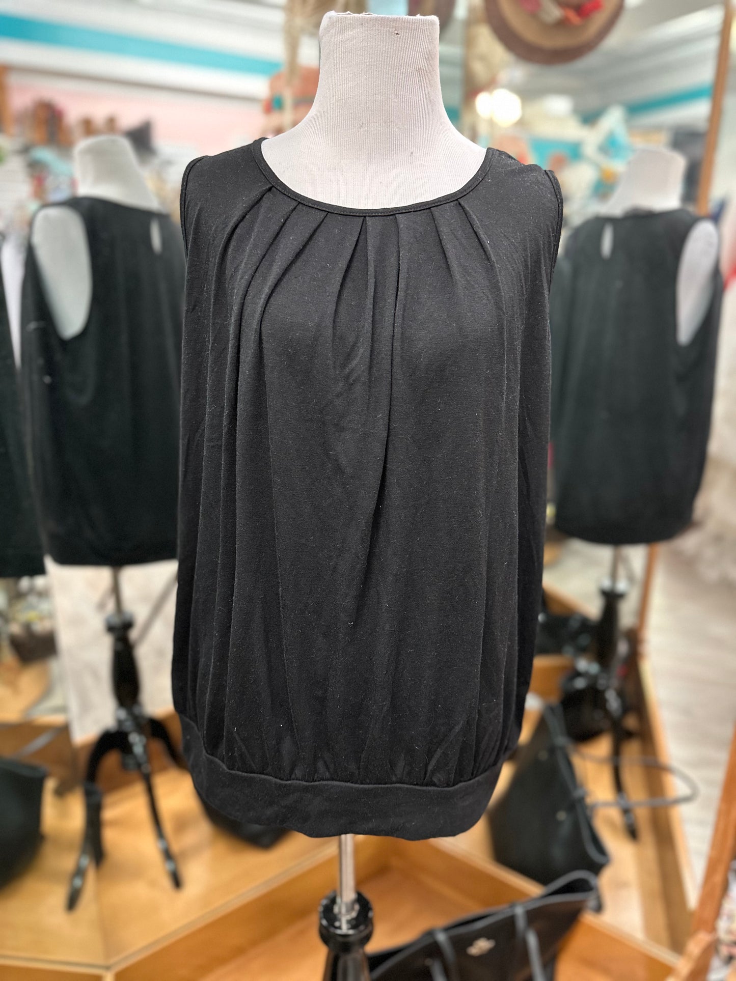 Sheila Rose Black Ruched Tank Top in 2X