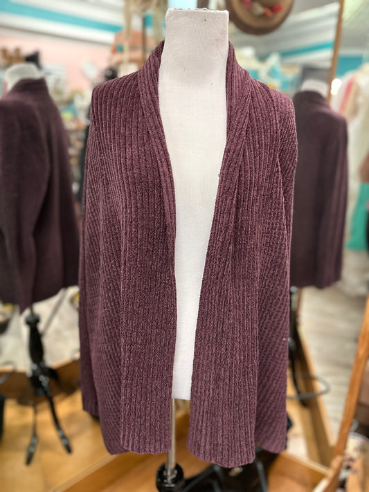 Croft & Barrow Plum Chenille Cardigan in M