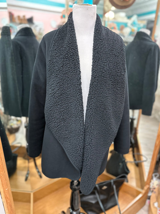 Sonoma Black Fleece Cardigan in M