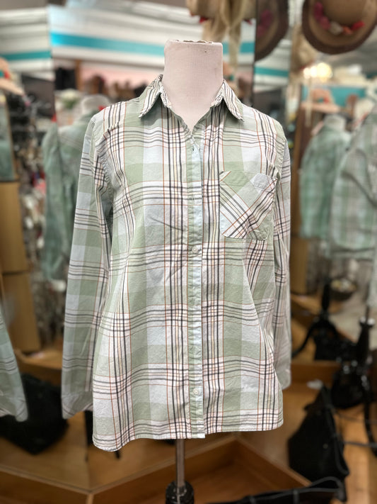 Croft & Barrow Green Plaid Button Down in M