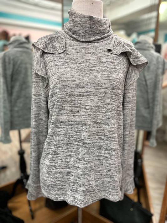 August Silk Grey Long Sleeve with Ruffles in M