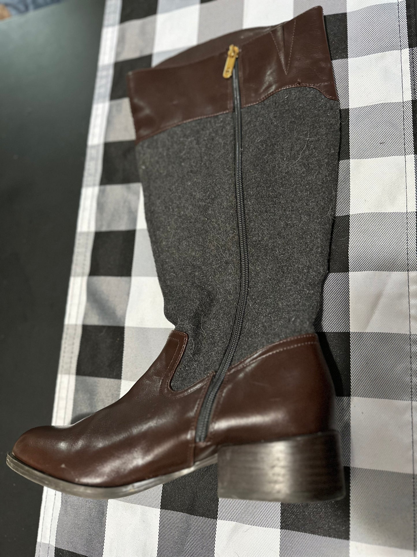 Tommy Hilfiger WS Tall Riding Boots Madelen 2 Brown Wool Fabric in 7.5