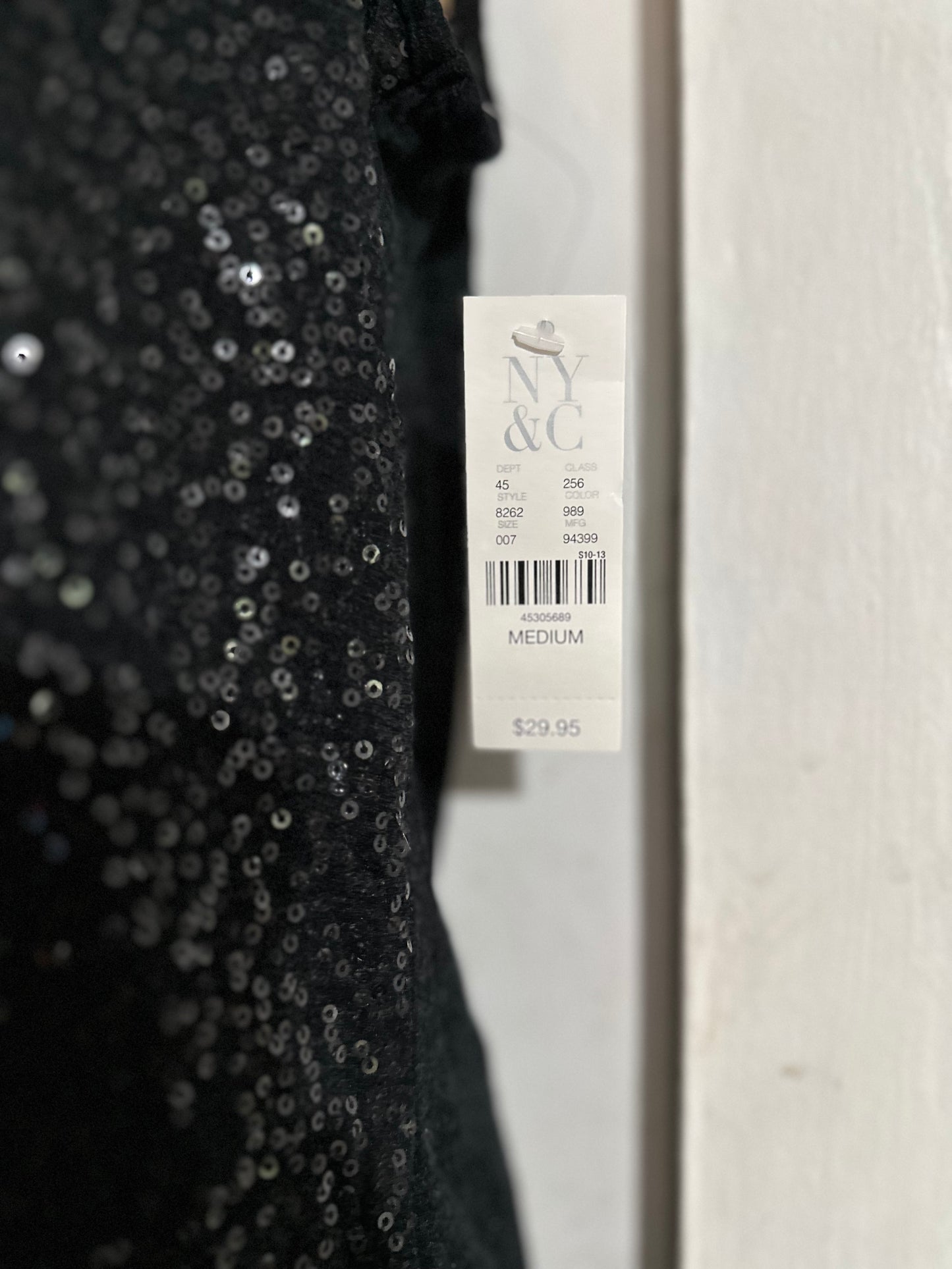 New York & Company Black Sequin Tank in M