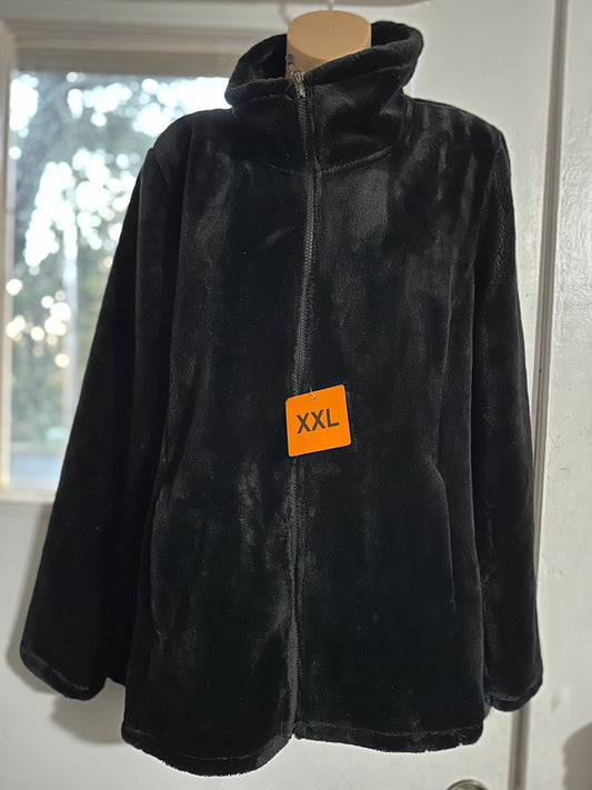 32 Degree Heat Faux Fur Black Jacket in 2X