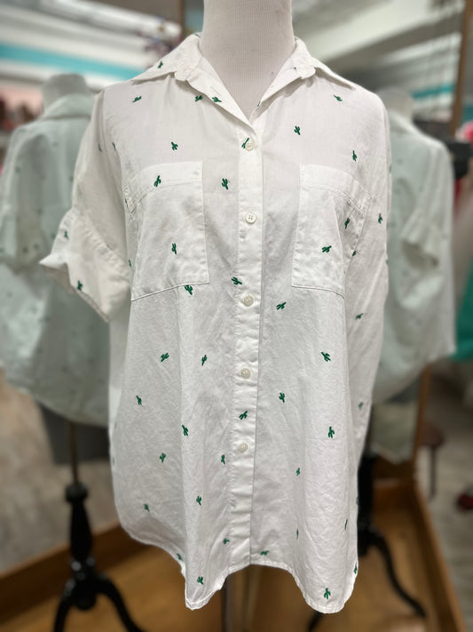 Madewell Cactus Embroidered Button Down in S