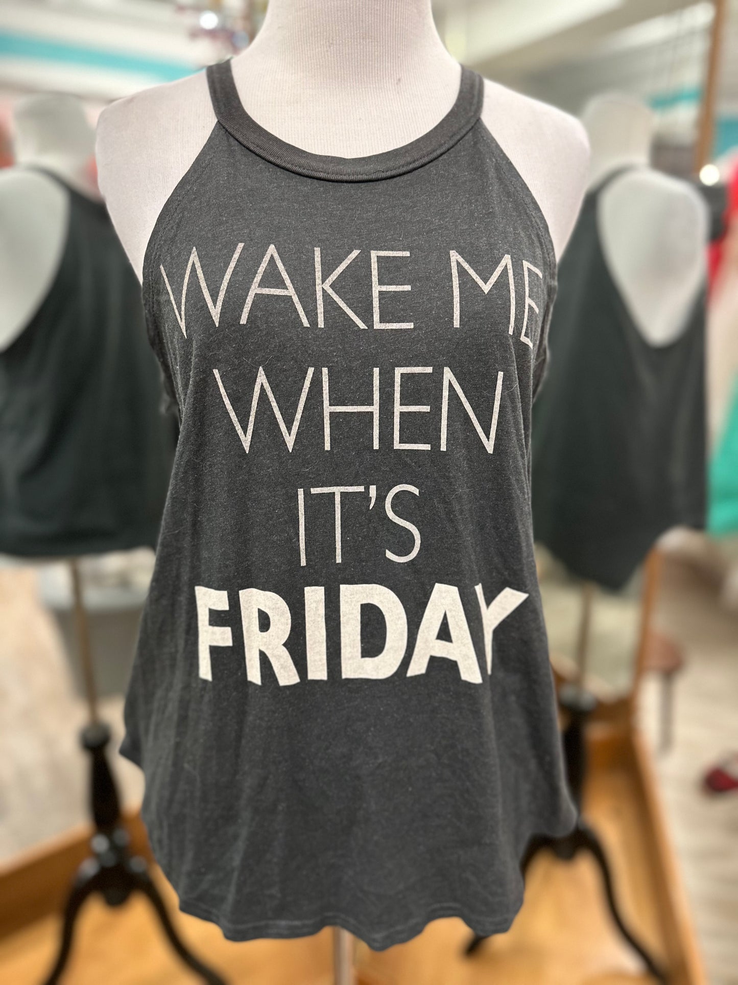 Recycled Karma Wake Me When It’s Friday Rocker Tee in S