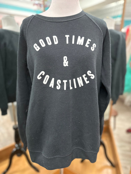 Billabong Black Good Times and Coastlines Graphic Sweatshirt in M