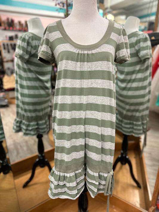 Twisted Heart Olive Striped Dress in S