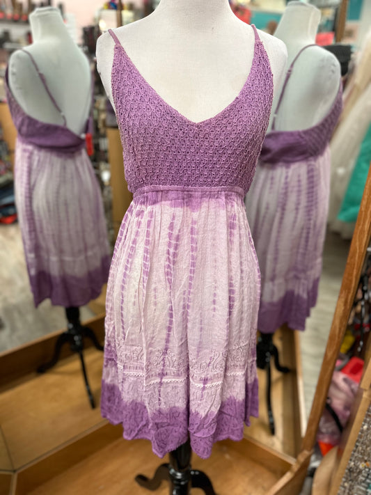 Purple Tie Dye Tank Dress in S