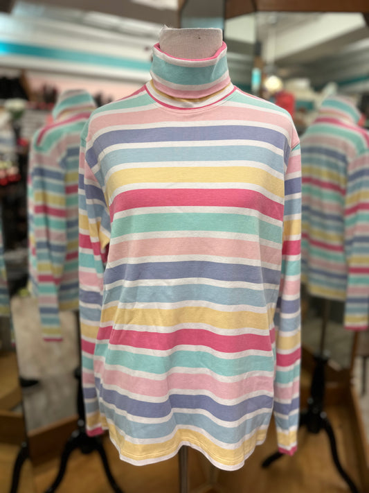 White Stag Pastel Striped Long Sleeve Turtleneck in XL