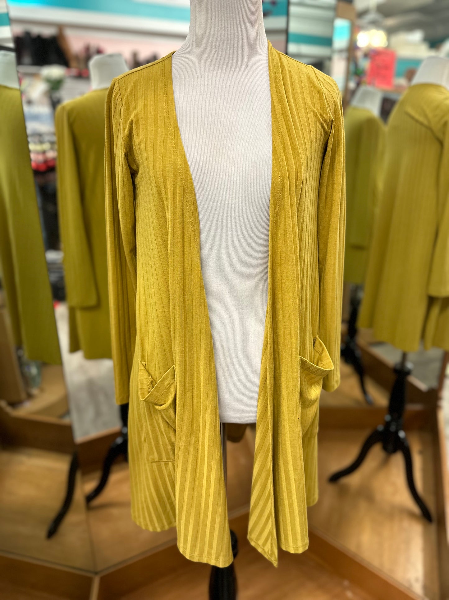 Lularoe Mustard Ribbed Cardigan in XS