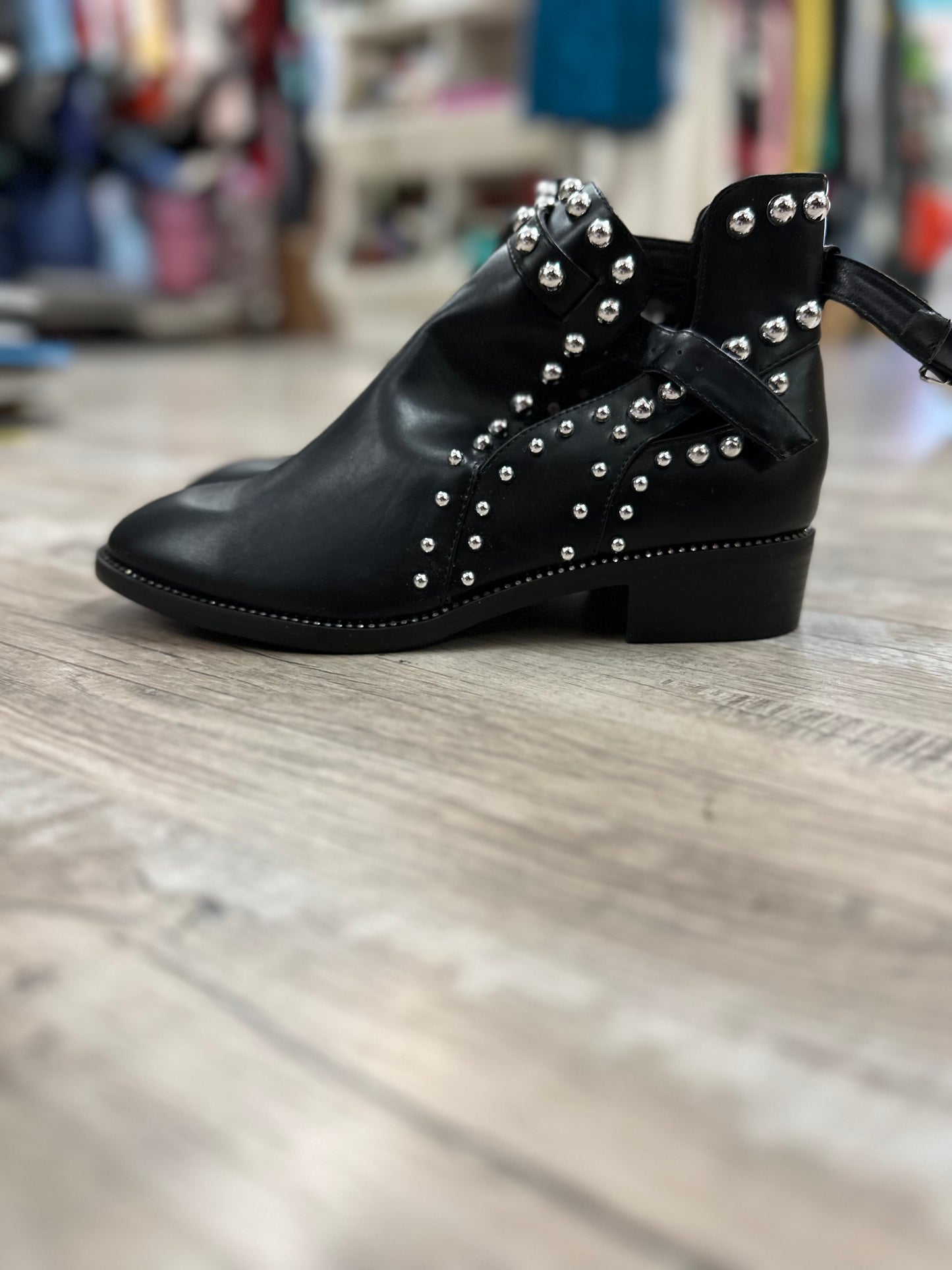 Jolimall Black Studded Ankle Boots in 9