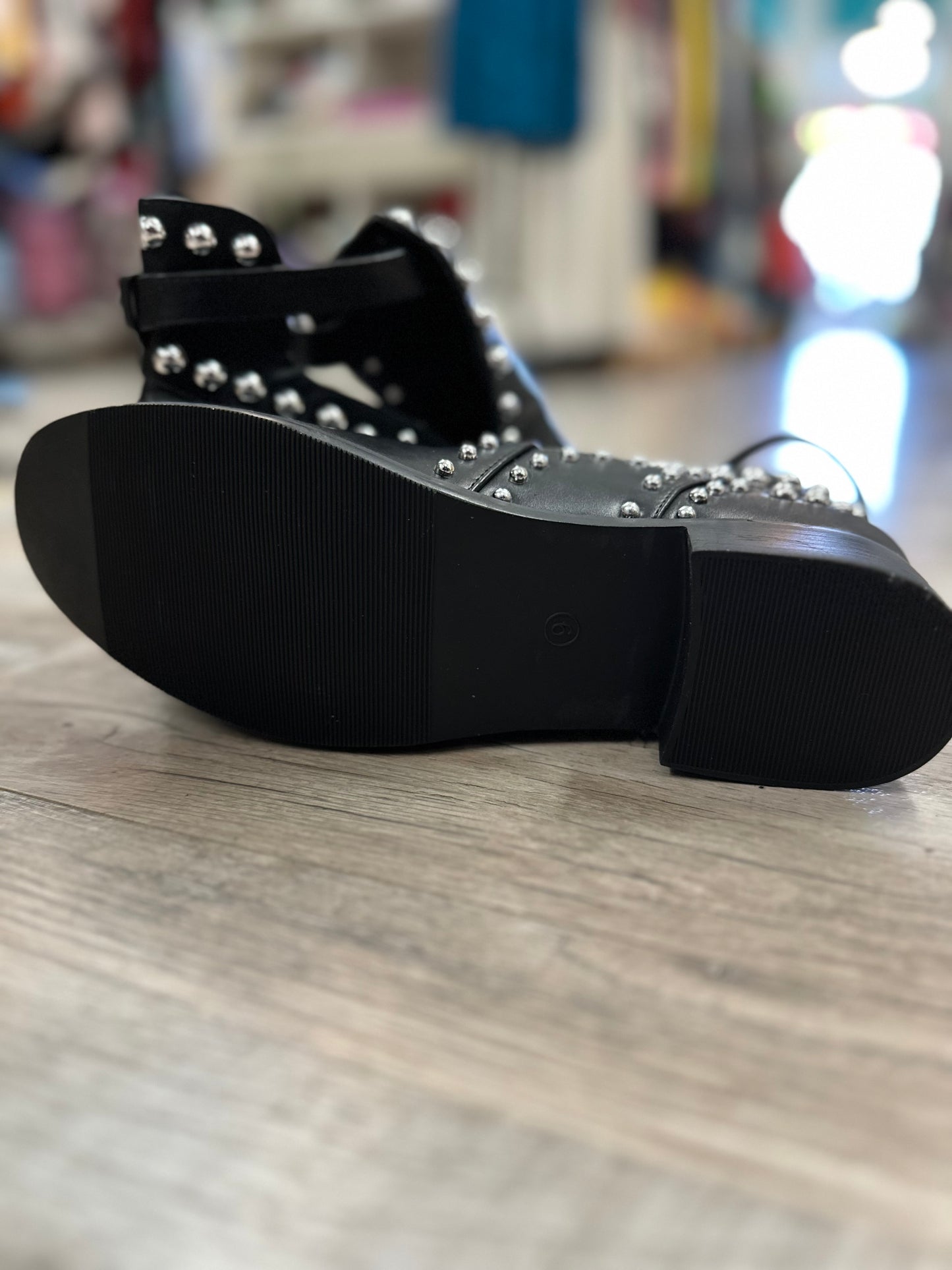 Jolimall Black Studded Ankle Boots in 9