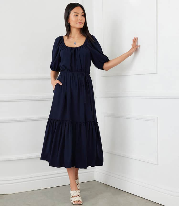 Karen Kane Navy Puff Sleeve Dress in XL