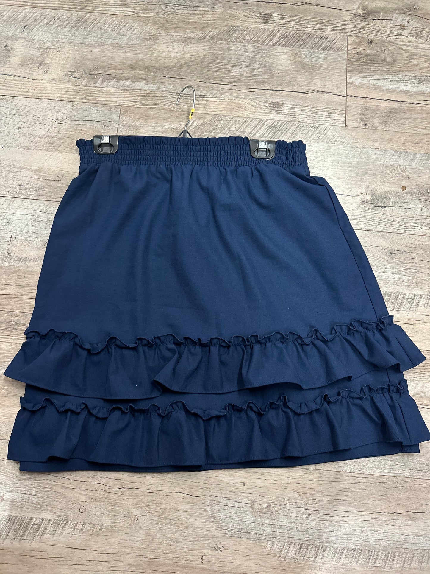 New Directions Navy Ruffle Skirt in L