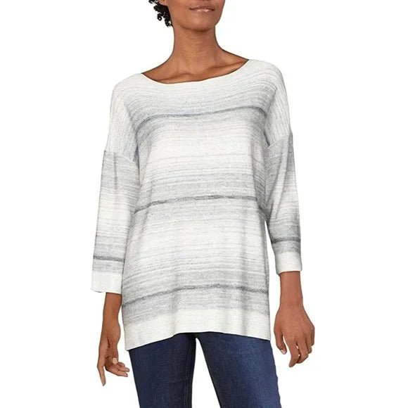 Lafayette 148 Ombre Stripe Silk Linen Blend Sweater in M