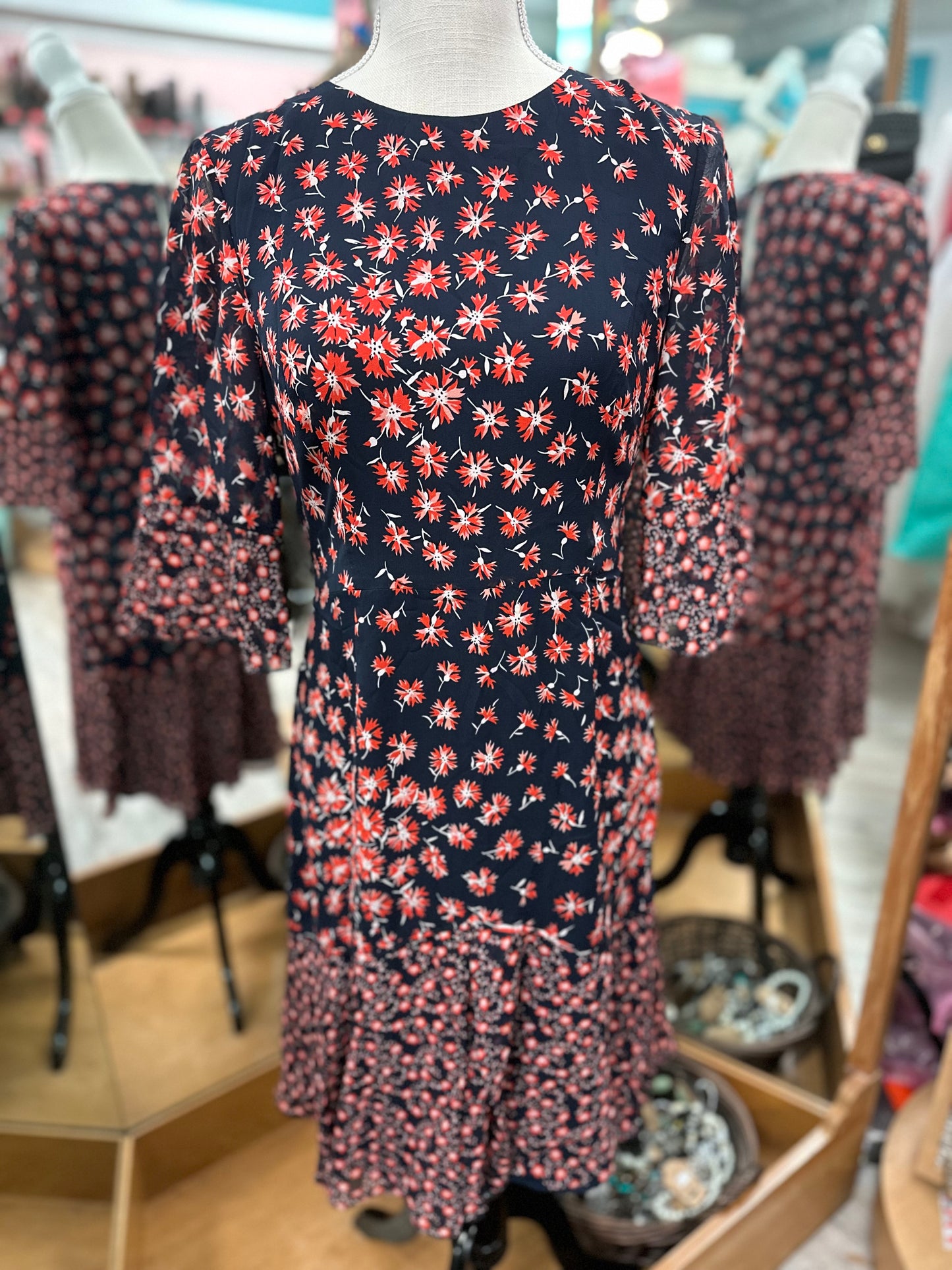 LK Bennett Red Floral Dress in 6