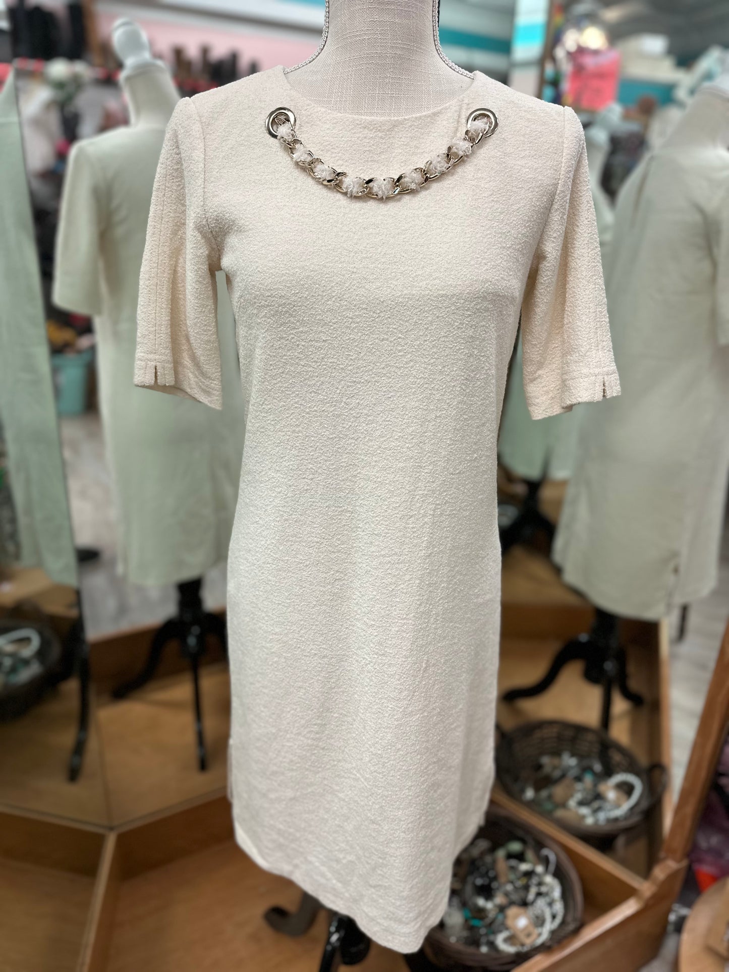 St John Cream Wool Dress in 4